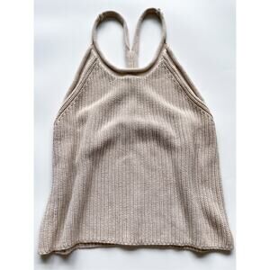 Women's Ellison Neutral Beige Knit Racer Back Tank Top Size Small